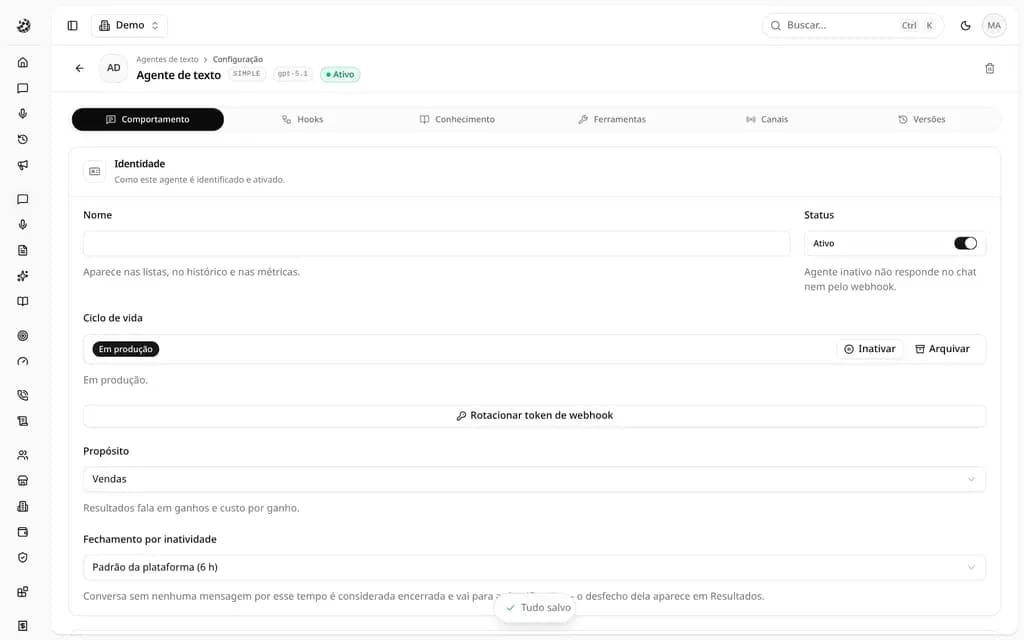 Aba Comportamento de um agente real, com identidade, status, ciclo de vida e propósito
